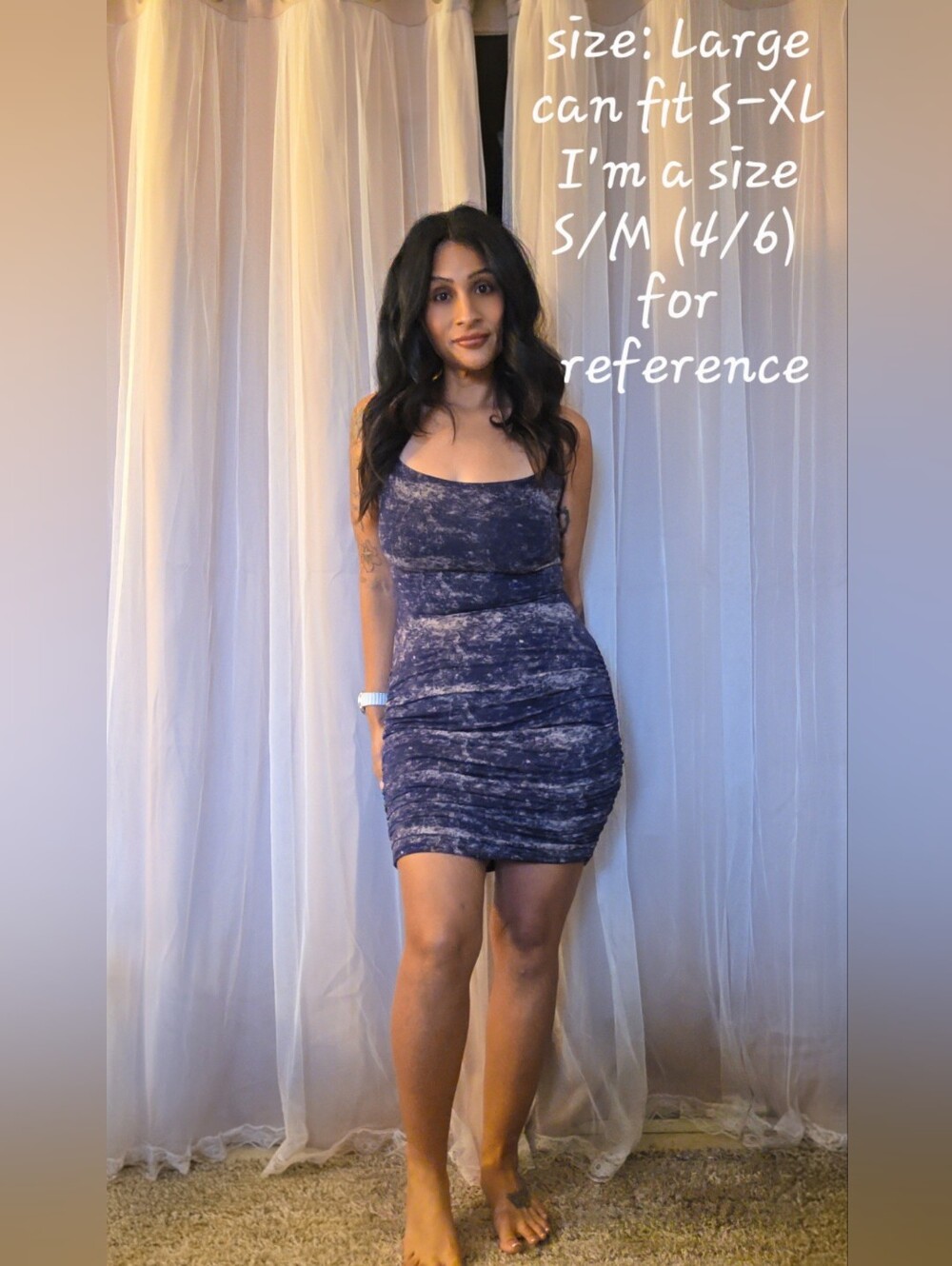 Stretch Tie-Dye Bodycon Mini Dress - Navy